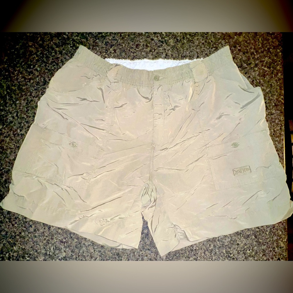 Aftco Mens Elmwood (Dark Khaki) Nylon Fishing Cargo Shorts 44